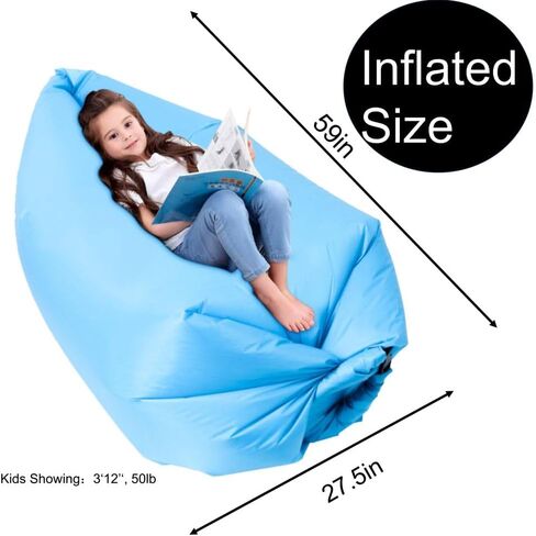 King Mills Inflatable Couch, Anti Leakage Inflatable Couch for Camping, Ideal as Portable Air Couch, Inflatable Chair for Kids, Inflatable Beach Chair for Kids and Teens, Grey in Saudi Arabia