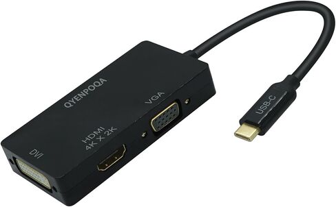 USB C to HDMI/DVI/VGA Multiport Adapter Converter UHD 4Kx2k @ 30Hz, Thunderbolt 3 Compatible, USB Type C to HDMI, USB-C, USB Type-C (Type c to 3in 1 White) in Saudi Arabia