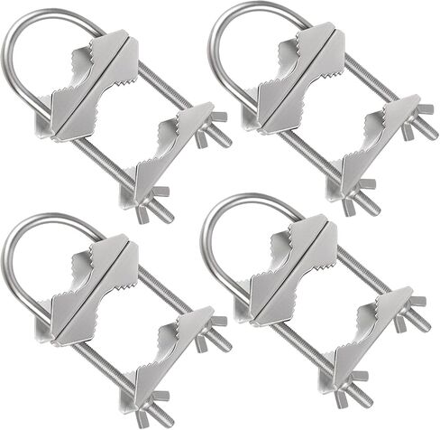 Dual Antenna Mast Clamp, Galvanized Iron U-Bolt Mounting Bracket for Antennas, Surveillance Poles, Outdoor Equipment, and Flagpoles 4PCS in Kuwait