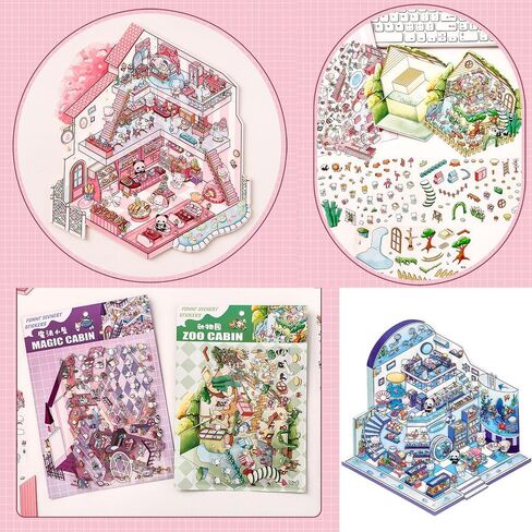 DIY 3D Stickers Kit for Adults & Teens - 4 Set Creative House Scene Stickers Make Your Own Mini Room Scenes- Stress Relief Craft for Home Decor, Gift Idea, Fun Art Activity in Saudi Arabia