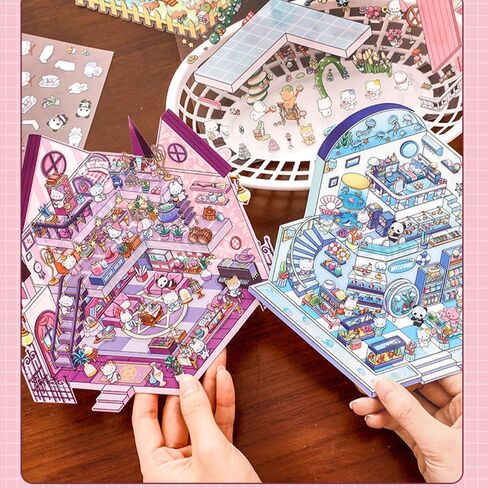 DIY 3D Stickers Kit for Adults & Teens - 4 Set Creative House Scene Stickers Make Your Own Mini Room Scenes- Stress Relief Craft for Home Decor, Gift Idea, Fun Art Activity in Saudi Arabia