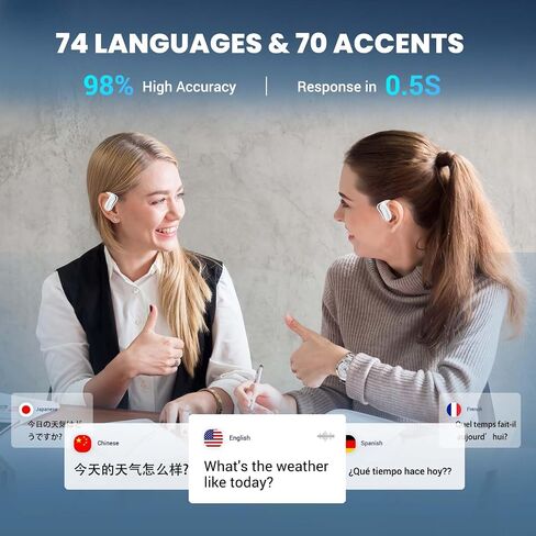 AI Translator Earbuds Translation Earbuds Real-Time 98% Accuracy 0.5s Response |Lifetime Free Offline Translation(8 Languages) & Online Translation(144 Languages)|(AF56 Beige Offline) in Kuwait
