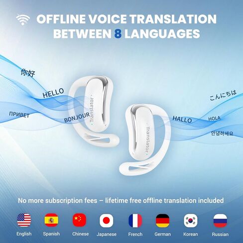 AI Translator Earbuds Translation Earbuds Real-Time 98% Accuracy 0.5s Response |Lifetime Free Offline Translation(8 Languages) & Online Translation(144 Languages)|(AF56 Beige Offline) in Kuwait