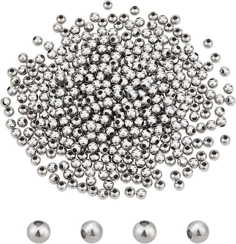 UNICRAFTALE About 400pcs 304 Stainless Steel Beads 5mm Round Spacer Charm Loose Metal Beads Tiny Smooth Beads for Necklaces Bracelets Jewelry Making 1.8mm Hole Stainless Steel Color in Saudi Arabia