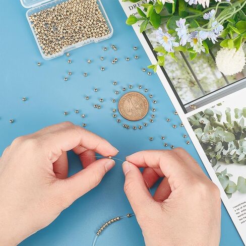 UNICRAFTALE About 400pcs 304 Stainless Steel Beads 5mm Round Spacer Charm Loose Metal Beads Tiny Smooth Beads for Necklaces Bracelets Jewelry Making 1.8mm Hole Stainless Steel Color in Saudi Arabia