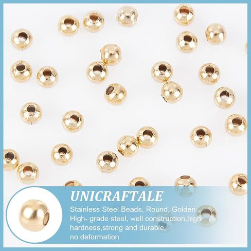 UNICRAFTALE About 400pcs 304 Stainless Steel Beads 5mm Round Spacer Charm Loose Metal Beads Tiny Smooth Beads for Necklaces Bracelets Jewelry Making 1.8mm Hole Stainless Steel Color in Saudi Arabia
