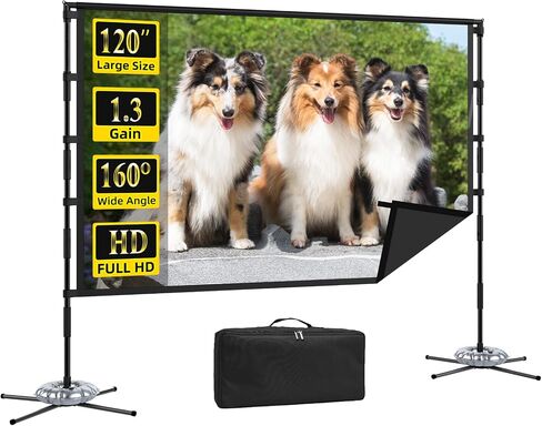 Outdoor Projector Screen and Stand,XINLEMY 100-inch Portable Wrinkle-Free Indoor Projection Screen Foldable Black Backing 16:9 HD Movie Screen Setup Quick for Home Theater Backyard Party Camping in Saudi Arabia