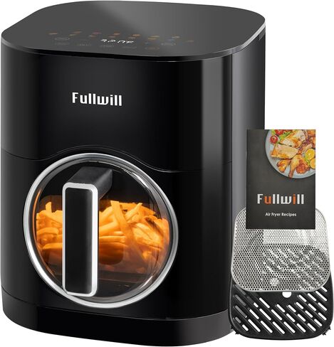 Fullwill Air Fryer with Viewing Window 6QT,5-in-1 Multi-Function(Air Fry,Roast,Bake,Reheat,Dehydrate) plus 7 One-Touch Presets for Wings,Fries,Steak and More,85% Less Oil Cooking for Families in Saudi Arabia