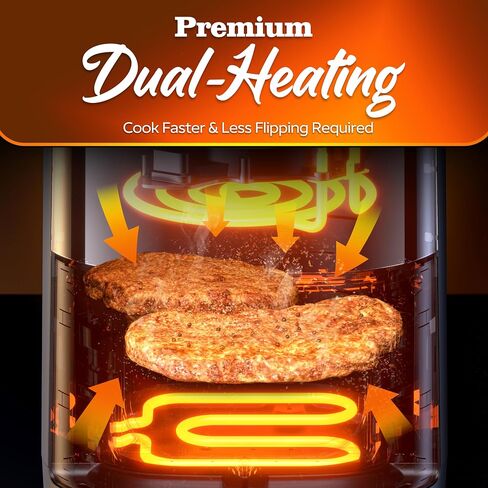 Fullwill Air Fryer with Viewing Window 6QT,5-in-1 Multi-Function(Air Fry,Roast,Bake,Reheat,Dehydrate) plus 7 One-Touch Presets for Wings,Fries,Steak and More,85% Less Oil Cooking for Families in Saudi Arabia
