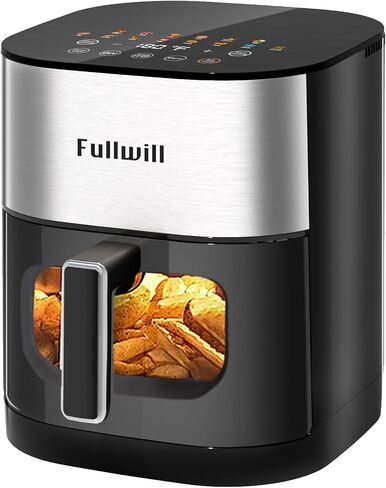 Fullwill Air Fryer with Viewing Window 6QT,5-in-1 Multi-Function(Air Fry,Roast,Bake,Reheat,Dehydrate) plus 7 One-Touch Presets for Wings,Fries,Steak and More,85% Less Oil Cooking for Families in Saudi Arabia