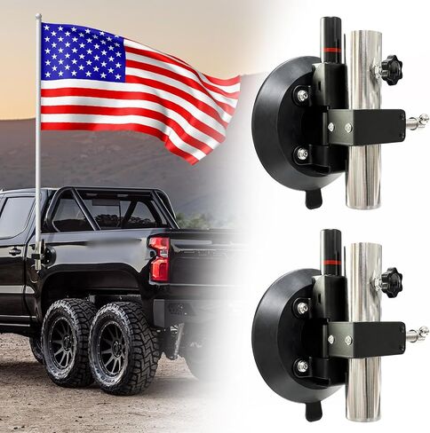 Flag Pole Holder for Car with Upgraded Strong Suction Cup, Universal Flag Holder with Heavy Duty Suctions, Adjustable Flagpole Mounting Bracket Suitable for RV, Truck, Cars, SUV, Yachts, ATV in Saudi Arabia