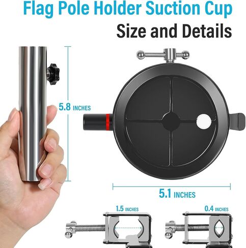 Flag Pole Holder for Car with Upgraded Strong Suction Cup, Universal Flag Holder with Heavy Duty Suctions, Adjustable Flagpole Mounting Bracket Suitable for RV, Truck, Cars, SUV, Yachts, ATV in Saudi Arabia