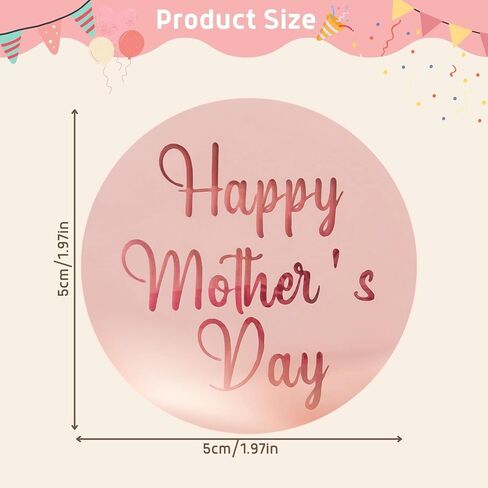 Crethinkaty 10 Pieces Happy Mother's Day Acrylic Cupcake Toppers Round Mirror Engraved Cake Topper Cupcake Decorations for Mother's Day (Rose Gold) in Saudi Arabia