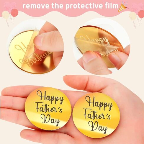 Crethinkaty 10 Pieces Happy Mother's Day Acrylic Cupcake Toppers Round Mirror Engraved Cake Topper Cupcake Decorations for Mother's Day (Rose Gold) in Saudi Arabia