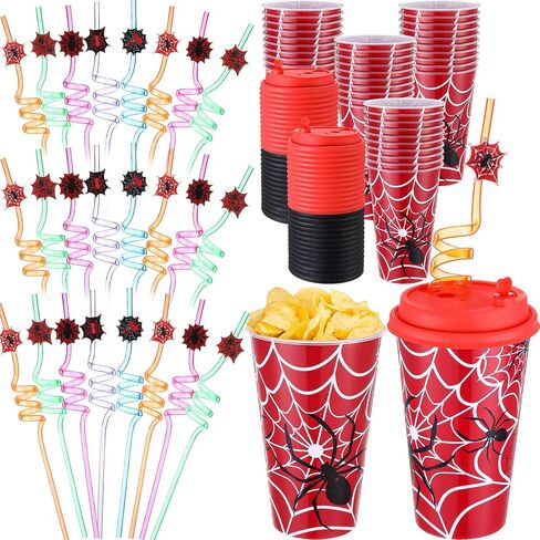 Maxcheck 24 Sets 16 oz Unicorn Cups Birthday Party Favors with Colorful Lids and Straws for Birthday Decorations Rainbow Plastic Cups Reusable Plastic Straws for Party in Saudi Arabia
