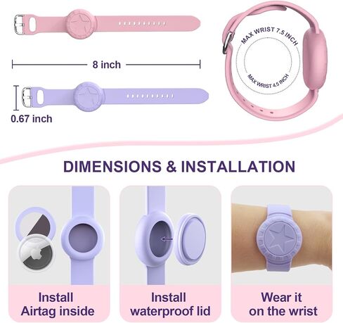 Apple Airtag Holder for Kids Hidden, Air Tag-2 Pack GPS Tracker Case, Silicone Hidden AirTag Holder for Kids with Safety Pin, Elderly, Luggage, Backpack, Cloth (Navy+Pink) in Kuwait