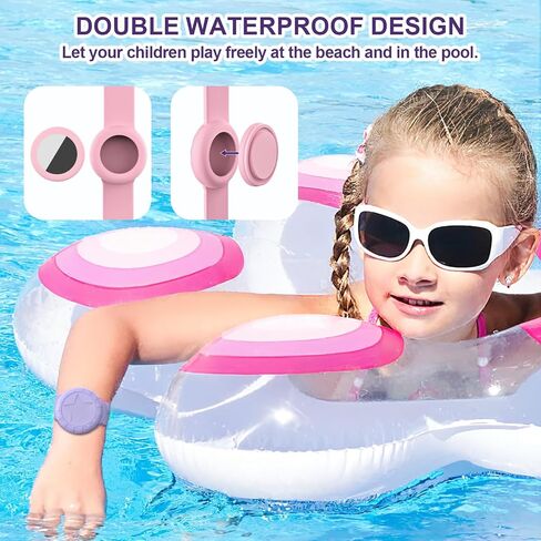 Apple Airtag Holder for Kids Hidden, Air Tag-2 Pack GPS Tracker Case, Silicone Hidden AirTag Holder for Kids with Safety Pin, Elderly, Luggage, Backpack, Cloth (Navy+Pink) in Kuwait