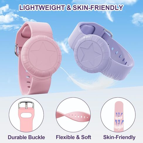 Apple Airtag Holder for Kids Hidden, Air Tag-2 Pack GPS Tracker Case, Silicone Hidden AirTag Holder for Kids with Safety Pin, Elderly, Luggage, Backpack, Cloth (Navy+Pink) in Kuwait