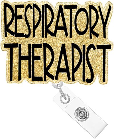 Respiratory Therapist Badge Reel Holder Clip Retractable Lung Nurse Funny Nursing RN CNA ID Badge Holder Clip Medical Gold Acrylic Name Badge Clip Worker Hospital Office Accessories in Saudi Arabia