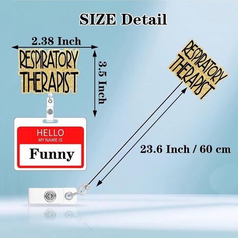 Respiratory Therapist Badge Reel Holder Clip Retractable Lung Nurse Funny Nursing RN CNA ID Badge Holder Clip Medical Gold Acrylic Name Badge Clip Worker Hospital Office Accessories in Saudi Arabia