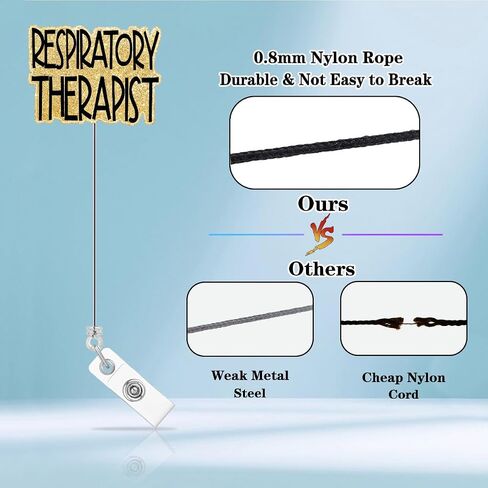 Respiratory Therapist Badge Reel Holder Clip Retractable Lung Nurse Funny Nursing RN CNA ID Badge Holder Clip Medical Gold Acrylic Name Badge Clip Worker Hospital Office Accessories in Saudi Arabia