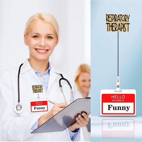 Respiratory Therapist Badge Reel Holder Clip Retractable Lung Nurse Funny Nursing RN CNA ID Badge Holder Clip Medical Gold Acrylic Name Badge Clip Worker Hospital Office Accessories in Saudi Arabia