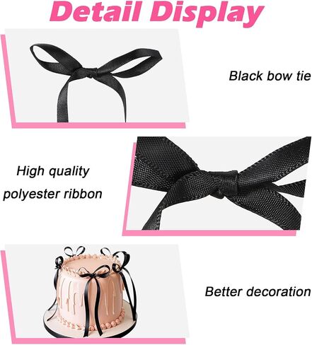 Bows for Cake Black, 20pcs Birthday Toppers Bowknot Ribbons Coquette Black Bow High Footed Cup Vintage Balloon Wall Wedding Party Supplies Bridal Cake Engagement Dessert Decorations, 2.7x4.3in in Saudi Arabia