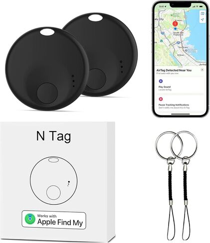 Smart Bluetooth Tracker,Key Finder,Wallet Tracker Works with Apple Find My (iOS only),Replaceable Battery,Air Tracker,Bluetooth Item Finder for Bags,Luggage,Pets & Backpack,4 Pack Black in Saudi Arabia