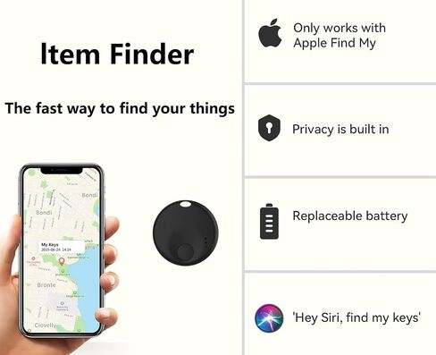 Smart Bluetooth Tracker,Key Finder,Wallet Tracker Works with Apple Find My (iOS only),Replaceable Battery,Air Tracker,Bluetooth Item Finder for Bags,Luggage,Pets & Backpack,4 Pack Black in Saudi Arabia