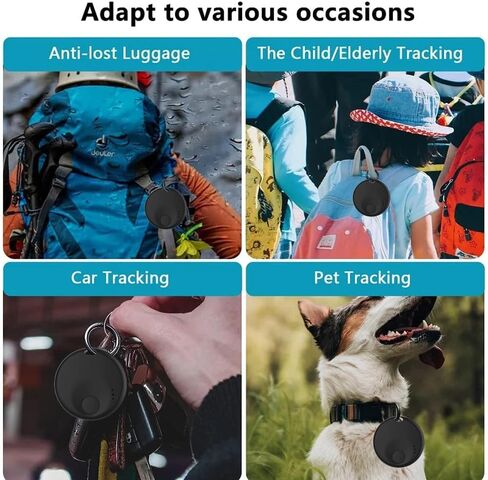 Smart Bluetooth Tracker,Key Finder,Wallet Tracker Works with Apple Find My (iOS only),Replaceable Battery,Air Tracker,Bluetooth Item Finder for Bags,Luggage,Pets & Backpack,4 Pack Black in Saudi Arabia