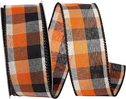 Reliant Ribbon 93463W-517-09F بعد الظهر ، شريط حافة سلكية من طوني ، 1-1/2 بوصة × 10 ياردة ، برتقالي/أسود in Kuwait