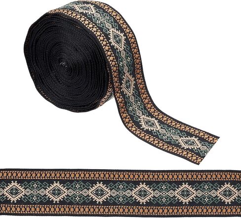 GorgeCraft 1.5 بوصة خمر Jacquard الشريط العرقي الأسلوب التطريز شرائط البوليستر النمط rombus النسيج تقليم لخياطة الحرف اليه in Kuwait