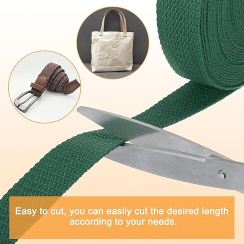 HARFINGTON Cotton Webbing 1 Inch 11 Yard Polyester Cotton Weave Webbing Strap Twill Tape Ribbon for Arts and Crafts Webbing Tote Bag Handles Cloth Belt Making Outdoor Supplies, Dark Green in Saudi Arabia
