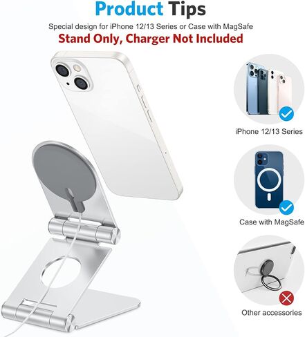 OMOTON MS02 Phone Stand for Magsafe Charger, Phone Holder for iPhone Silver in Kuwait