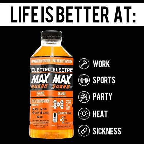 Electromax Suero - Zero Sugar Electrolete Drink - 12 عبوة مزيج (21.3 Fl Oz لكل منهما) ، ترطيب للرياضة ، والانتعاش ، والاستخدام اليومي - المغنيسيوم ، البوتاسيوم ، الزنك ، الكالسيوم - السعرات الحرارية الصفر. (Mix Pack) in Saudi Arabia
