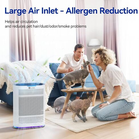 Air Purifiers for Home Large Room Cover 2,100 Ft²,Home Air Purifier with Air Quality Monitor & Aromatherapy,Auto H13 Air Purifier Removes Pets Hair Dust Smoke Odor,with 7 Colors Light(Black) in Saudi Arabia