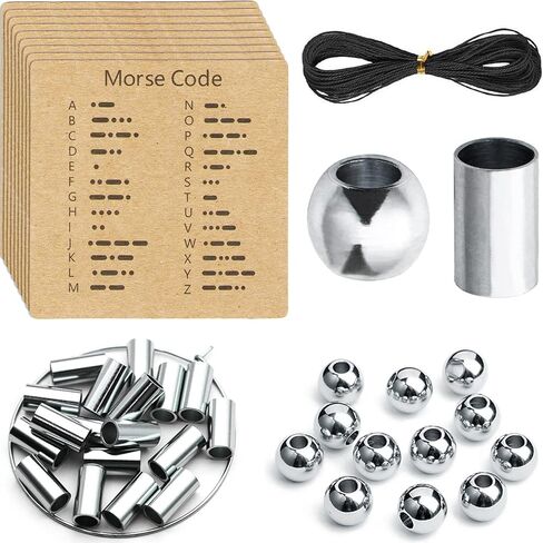 200 Pieces Long Tube Beads and 200 Pieces Round Spacer Beads 4mm 304 Stainless Steel Loose Beads Smooth Charm Beads for DIY Craft Jewelry Making in Kuwait