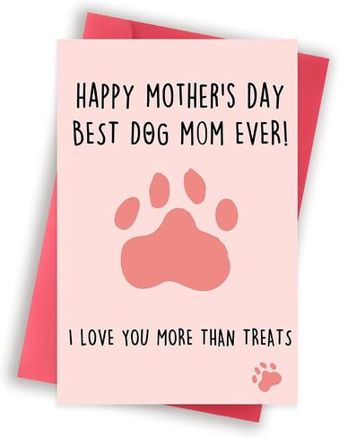 Huameigf Funny Mother’s Day Card for Dog Mom, Lovely Mothers Day Gift from Doggy, Best Dog Mom Ever Card for Women Her, I Love You More Than Treats in Kuwait