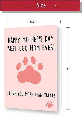 Huameigf Funny Mother’s Day Card for Dog Mom, Lovely Mothers Day Gift from Doggy, Best Dog Mom Ever Card for Women Her, I Love You More Than Treats in Kuwait