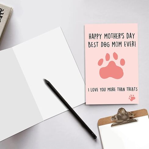 Huameigf Funny Mother’s Day Card for Dog Mom, Lovely Mothers Day Gift from Doggy, Best Dog Mom Ever Card for Women Her, I Love You More Than Treats in Kuwait