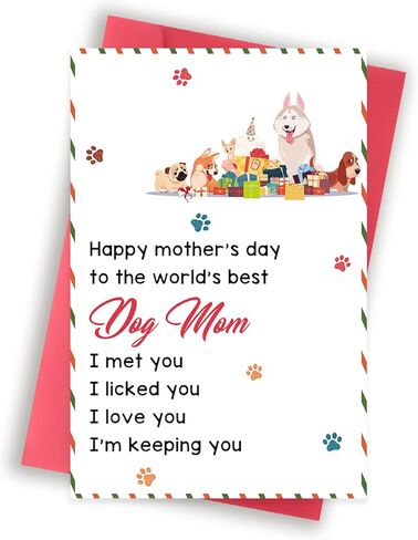 Huameigf Funny Mother’s Day Card for Dog Mom, Lovely Mothers Day Gift from Doggy, Best Dog Mom Ever Card for Women Her, I Love You More Than Treats in Kuwait