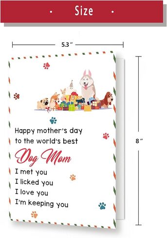 Huameigf Funny Mother’s Day Card for Dog Mom, Lovely Mothers Day Gift from Doggy, Best Dog Mom Ever Card for Women Her, I Love You More Than Treats in Kuwait