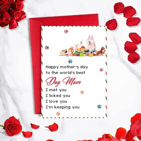 Huameigf Funny Mother’s Day Card for Dog Mom, Lovely Mothers Day Gift from Doggy, Best Dog Mom Ever Card for Women Her, I Love You More Than Treats in Kuwait