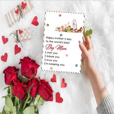 Huameigf Funny Mother’s Day Card for Dog Mom, Lovely Mothers Day Gift from Doggy, Best Dog Mom Ever Card for Women Her, I Love You More Than Treats in Kuwait