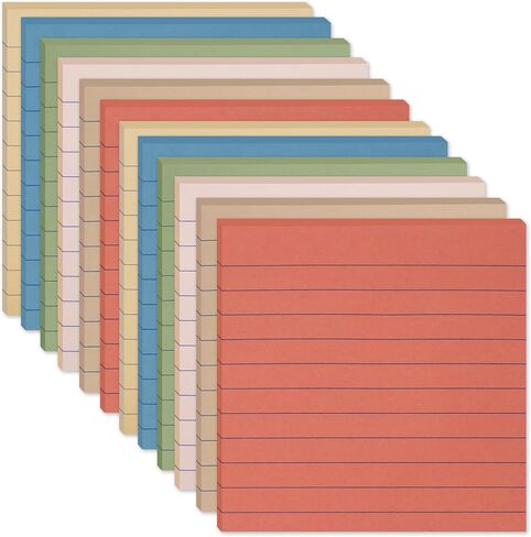 (12 Pack) Lined Sticky Notes 4x4 in Post, Vintage Colors Self Sticky Notes Pad Its Super Sticking Power Memo Pads, 4x4 Large Square Sticky Notes for Office, Home, School, Meeting in Saudi Arabia