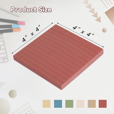 (12 Pack) Lined Sticky Notes 4x4 in Post, Vintage Colors Self Sticky Notes Pad Its Super Sticking Power Memo Pads, 4x4 Large Square Sticky Notes for Office, Home, School, Meeting in Saudi Arabia