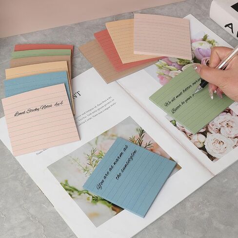 (12 Pack) Lined Sticky Notes 4x4 in Post, Vintage Colors Self Sticky Notes Pad Its Super Sticking Power Memo Pads, 4x4 Large Square Sticky Notes for Office, Home, School, Meeting in Saudi Arabia