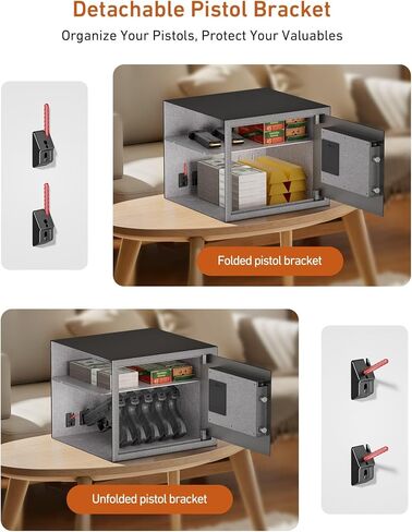 Billconch Smart Gun Safe for Multiple Pistols - Automatic Lock Safe Box | Biometric Handgun Safe for Money Valuables with LCD Display/Voice Guide, Quick Access Unlock with Fingerprint/Keypad/Key/App in Kuwait