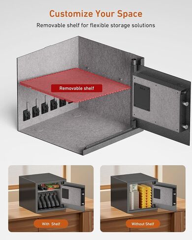 Billconch Smart Gun Safe for Multiple Pistols - Automatic Lock Safe Box | Biometric Handgun Safe for Money Valuables with LCD Display/Voice Guide, Quick Access Unlock with Fingerprint/Keypad/Key/App in Kuwait