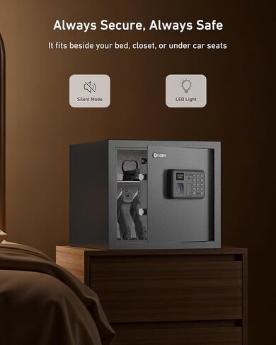 Billconch Smart Gun Safe for Multiple Pistols - Automatic Lock Safe Box | Biometric Handgun Safe for Money Valuables with LCD Display/Voice Guide, Quick Access Unlock with Fingerprint/Keypad/Key/App in Kuwait